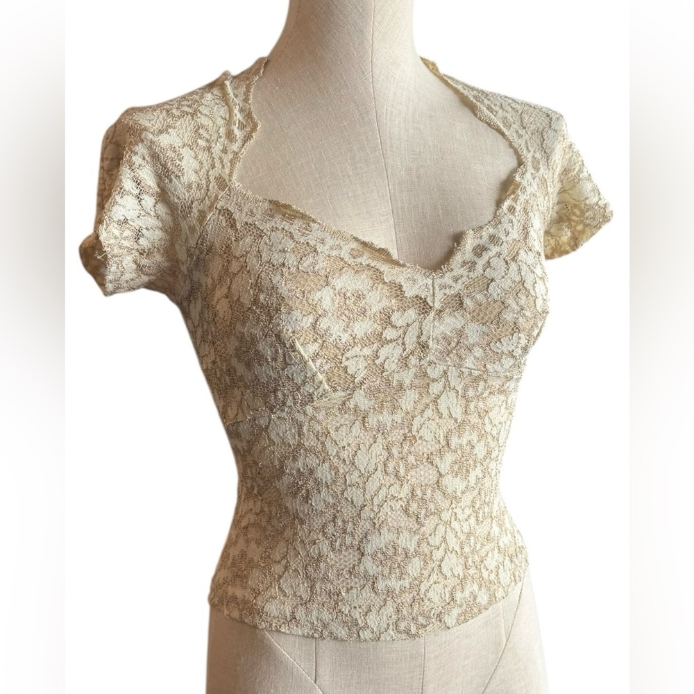 Ann Ferriday Milkmaid Lace Shirt Sleeve Blouse OSFA (best fit Small)